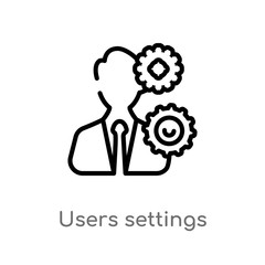 Poster - outline users settings vector icon. isolated black simple line element illustration from education c