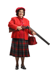 Sticker - Elderly lady charging a shotgun and smiling