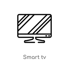 Poster - outline smart tv vector icon. isolated black simple line element illustration from electronic devices concept. editable vector stroke smart tv icon on white background