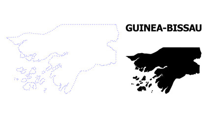 Vector Contour Dotted Map of Guinea-Bissau with Name