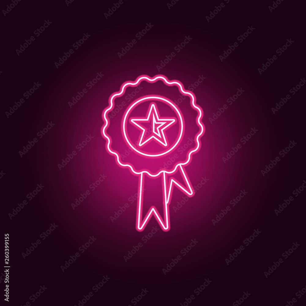 medal with a star icon. Elements of Sucsess and awards in neon style ...