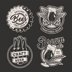 Monochrome brewing badges set