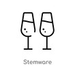 outline stemware vector icon. isolated black simple line element illustration from food concept. editable vector stroke stemware icon on white background