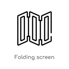 Poster - outline folding screen vector icon. isolated black simple line element illustration from furniture and household concept. editable vector stroke folding screen icon on white background