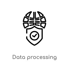 Poster - outline data processing vector icon. isolated black simple line element illustration from gdpr conce