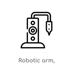 Poster - outline robotic arm, vector icon. isolated black simple line element illustration from industry concept. editable vector stroke robotic arm, icon on white background
