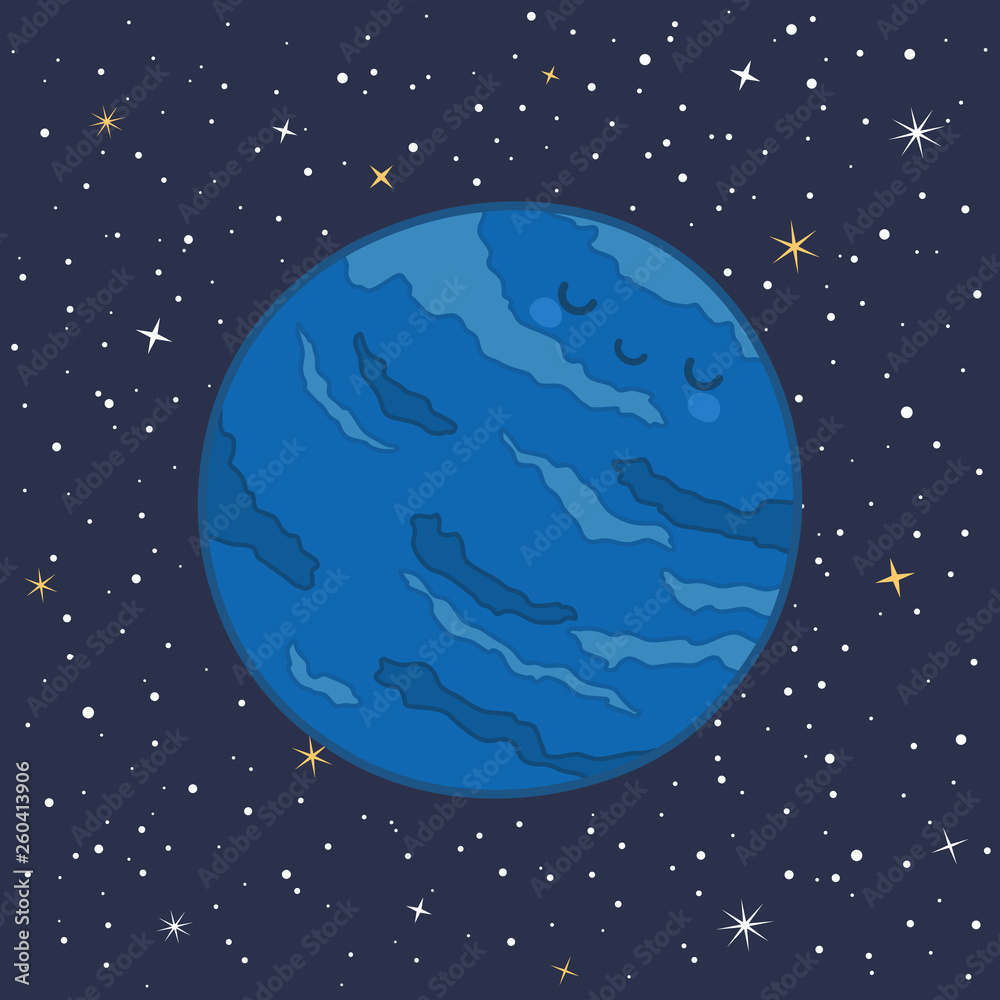 Cute Planet Neptune Solar System with funny smiling face cartoon vector  illustration Stock Vector | Adobe Stock, image size:1000x1000