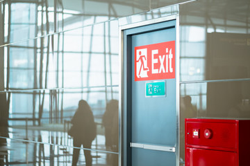 empty closed emergency exit door at airport