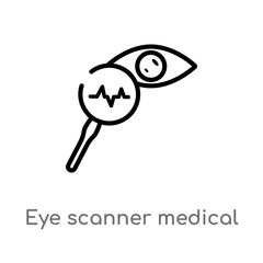 Poster - outline eye scanner medical vector icon. isolated black simple line element illustration from medical concept. editable vector stroke eye scanner medical icon on white background
