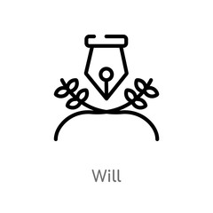 Poster - outline will vector icon. isolated black simple line element illustration from miscellaneous concept. editable vector stroke will icon on white background