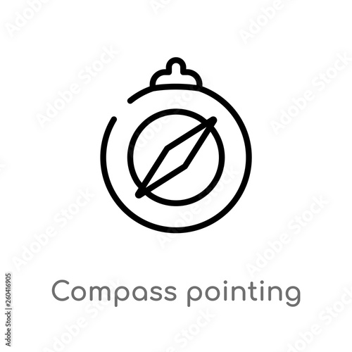 Outline Compass Pointing North Vector Icon Isolated Black Simple