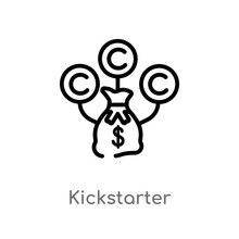 Outline Kickstarter Vector Icon. Isolated Black Simple Line Element Illustration From Crowdfunding Concept. Editable Vector Stroke Kickstarter Icon On White Background