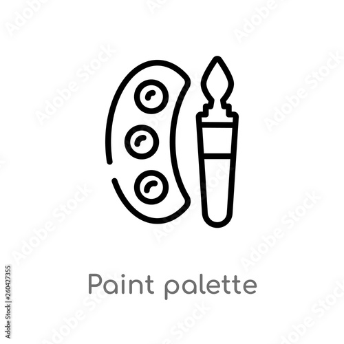 Outline Paint Palette Vector Icon Isolated Black Simple Line