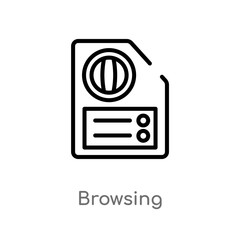 Poster - outline browsing vector icon. isolated black simple line element illustration from literature concept. editable vector stroke browsing icon on white background