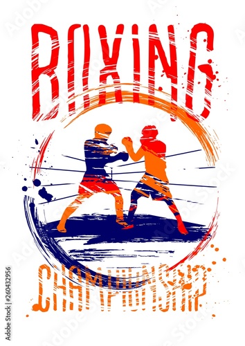 Obrazy Kickboxing  wektor-ilustracja-boks-sport-tlo-w-stylu-grunge-na-baner-plakat-zaproszenie