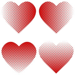 Poster - Set heart shape halftone effect, vector heart shape dot halftone