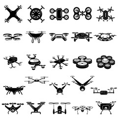 Poster - Drone icons set. Simple set of drone vector icons for web design on white background