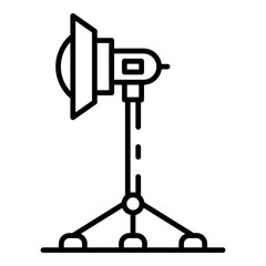 Poster - Cinema light on tripod icon. Outline cinema light on tripod vector icon for web design isolated on white background