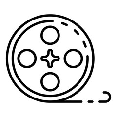 Poster - Cinema film reel icon. Outline cinema film reel vector icon for web design isolated on white background