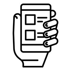 Poster - Take smartphone vote icon. Outline take smartphone vote vector icon for web design isolated on white background