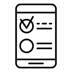 Poster - Smartphone test vote icon. Outline smartphone test vote vector icon for web design isolated on white background