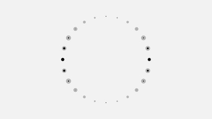 Aufkleber - Abstract animation of the loading small circles icon on white background, seamless loop. Animation. Grey and black bubbles moving and shimmering in a circle endlessly.