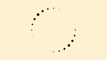 Aufkleber - Loading round icon on light beige background with blinking black bubbles. Animation. Rotating small circles in a centered circle shape.
