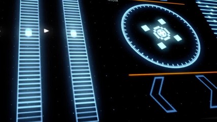 Poster - Target scanner with radar rotation, display computer data, high tech concept. Animation. Close up for laptop screen and running program.