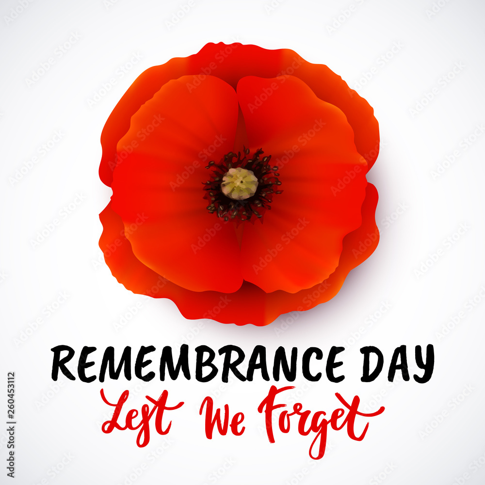 Remembrance day vector poster design with lettering - obrazy, fototapety, plakaty 