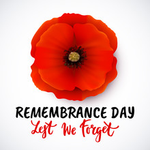 Remembrance Day Vector Poster Design With Lettering