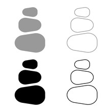 Stacked Stones Stack Stones Zen Stone Tower Spa Stones Stack Icon Set Black Color Vector Illustration Flat Style Image