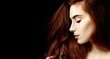 Beauty portrait of redhead woman with perfect skin.