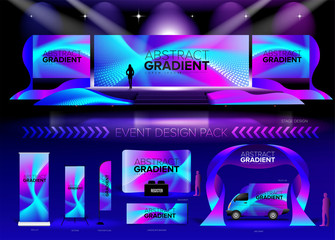 Poster - A pack of 3D event design medias in vector format, with a sample of graphic template in RGB color. It is suitable for event design, event planing, concert, seminar, etc.