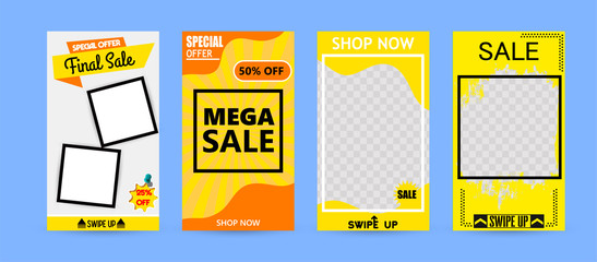 Poster - set of Instagram stories sale banner background, instagram template photo, can be use for, landing page, website, mobile app, poster, flyer, coupon, gift card, smartphone template, web design