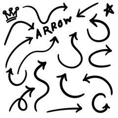 Poster - Illustration Sketch Handmade Doodle Vector Arrow Set Collection
