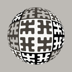 Wall Mural - ethnic pattern sphere in silver shades