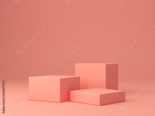 Fotomural Pink coral shapes on a coral abstract background