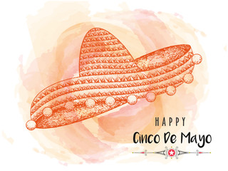 Wall Mural - Creative banner or poster design with illustration of sombrero hat for Happy Cinco De Mayo celebration concept.