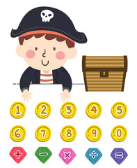 Sticker - Kid Boy Pirate Numbers Math Operators Illustration