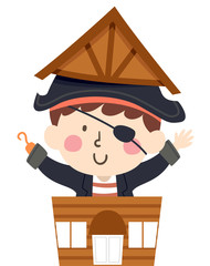 Sticker - Kid Boy Pirate Shop Illustration