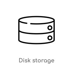 Poster - outline disk storage vector icon. isolated black simple line element illustration from user interfac