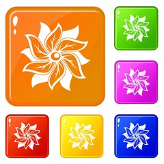 Wall Mural - Flower icons set collection vector 6 color isolated on white background