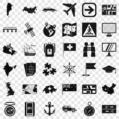Poster - Cartography icons set. Simple style of 36 cartography vector icons for web for any design