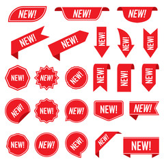 Aufkleber - Set of new red labels isolated on white background