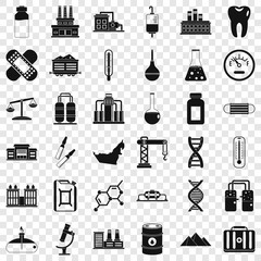 Chemical industry icons set. Simple style of 36 chemical industry vector icons for web for any design