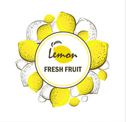 Wall Mural - Template for brand Lemon fresh fruit company, factory of fresh juices, shop, bar. Design element for business card, banner, template, brochure template.