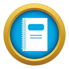 Poster - Closed spiral notebook icon blue vector isolated on white background for any design