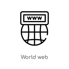 Poster - outline world web vector icon. isolated black simple line element illustration from web concept. edi