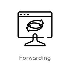 Poster - outline forwarding vector icon. isolated black simple line element illustration from web hosting con