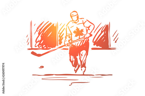 Dekoracja na wymiar  kanada-hokej-symbol-kraj-koncepcja-sportu-recznie-rysowane-na-bialym-tle-wektor